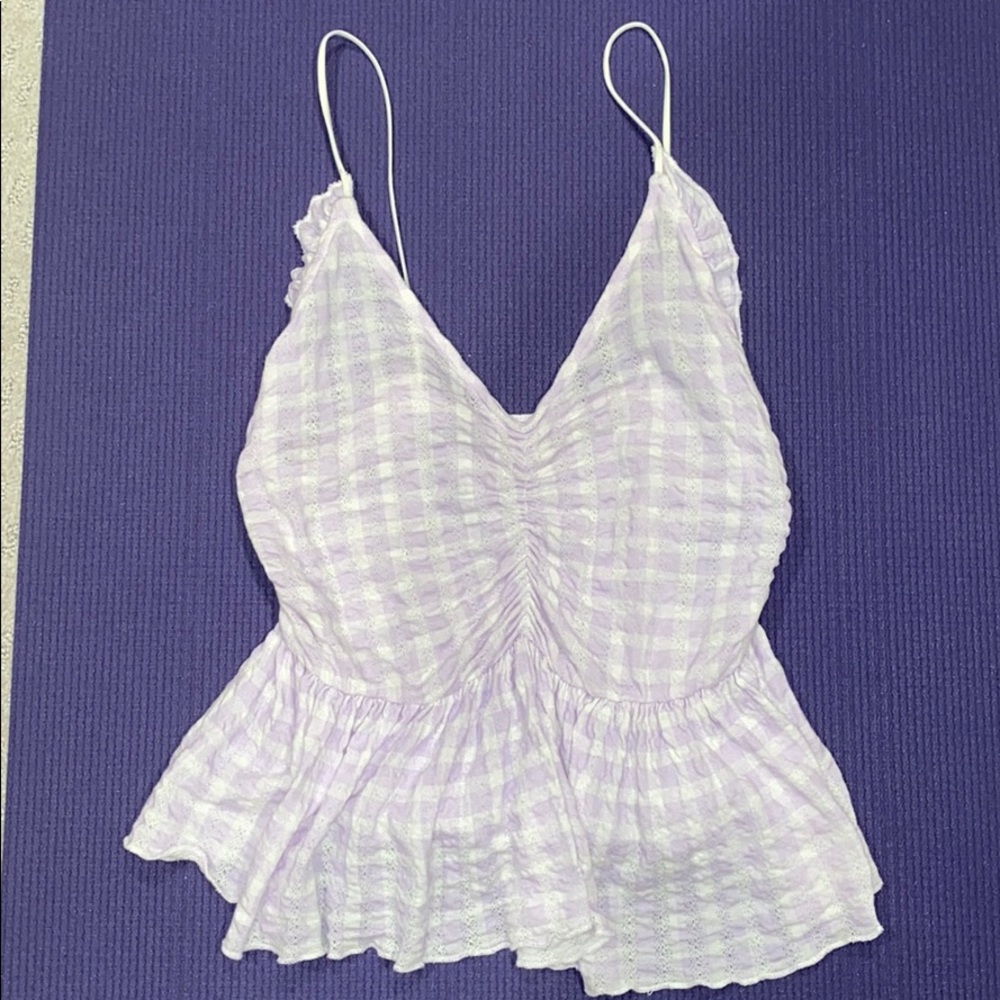Urban outfitters gingham lavender ruffled tank